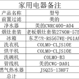 家政器械价格表