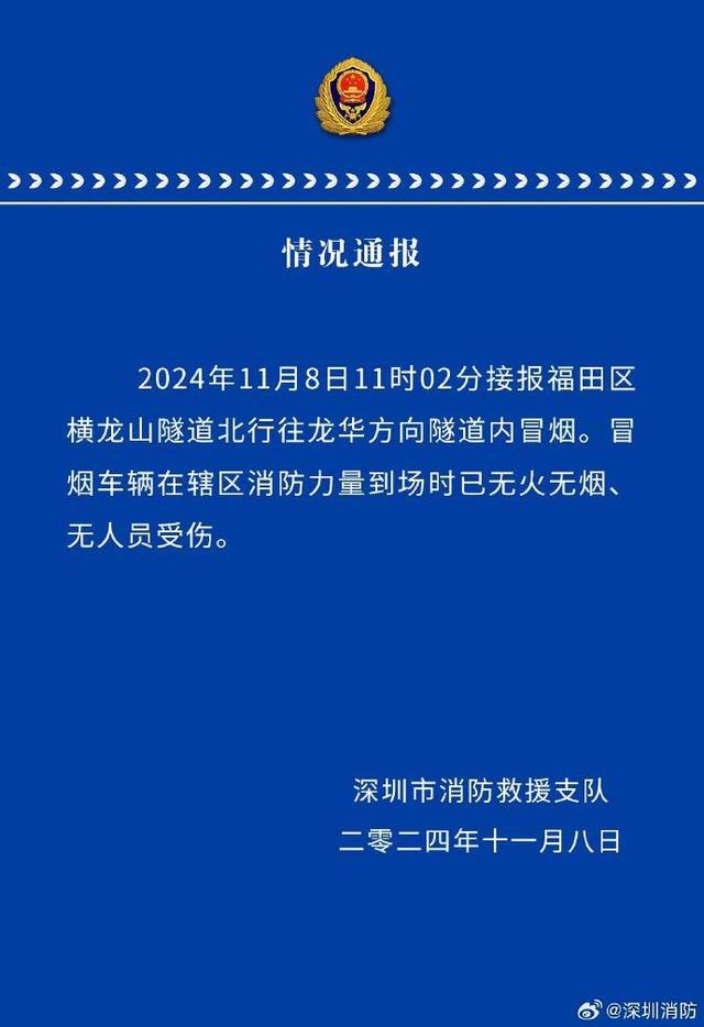 货车隧道内故障冒烟 无人受伤被困