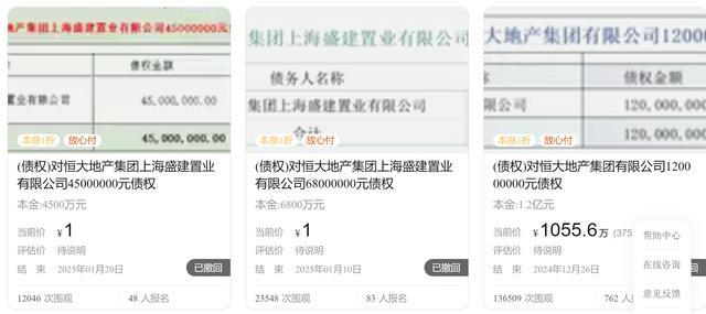 恒大1.2亿元债权拍卖被撤回