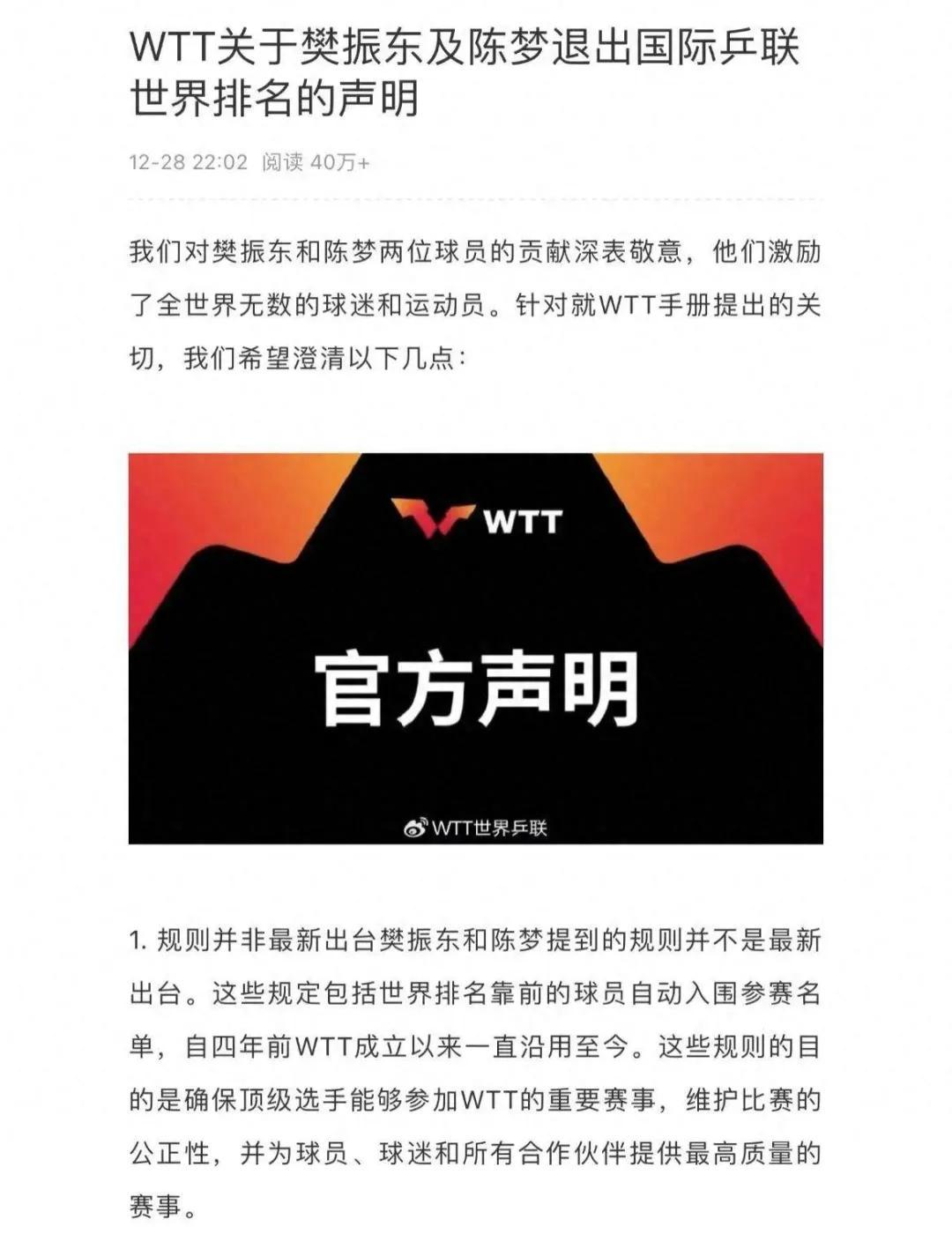 【不参赛就罚款】WTT四大金主全来自中国 网民怒吼：中国赞助欺负中国球员！